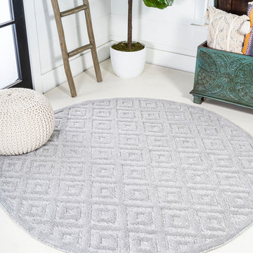 Portmany Neutral Diamond Trellis Indoor/outdoor Area Rug